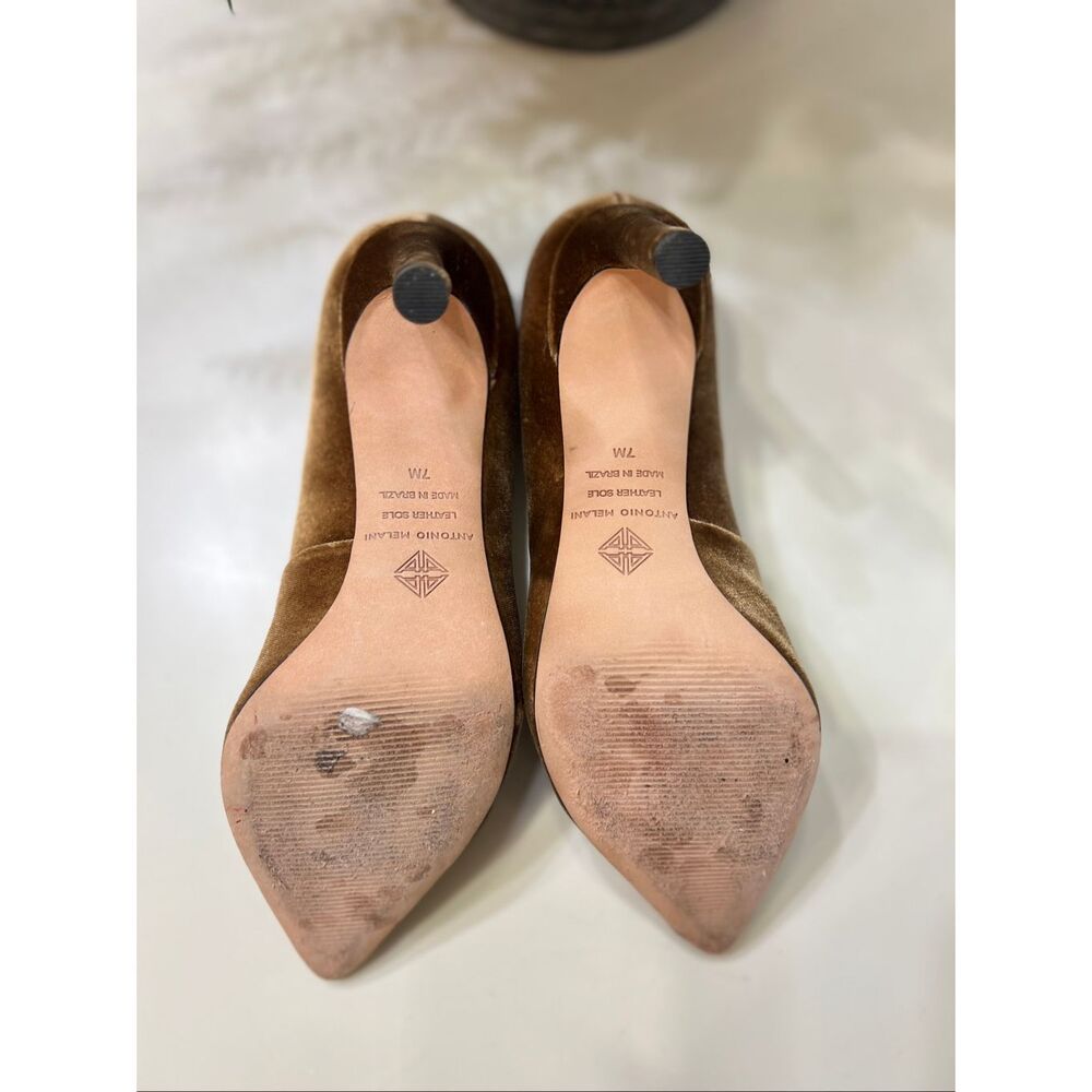Antonio Melani Women's Suede Pointed Toe Stiletto Heel Slip-on Pumps Tan Size 7 - Picture 6 of 6